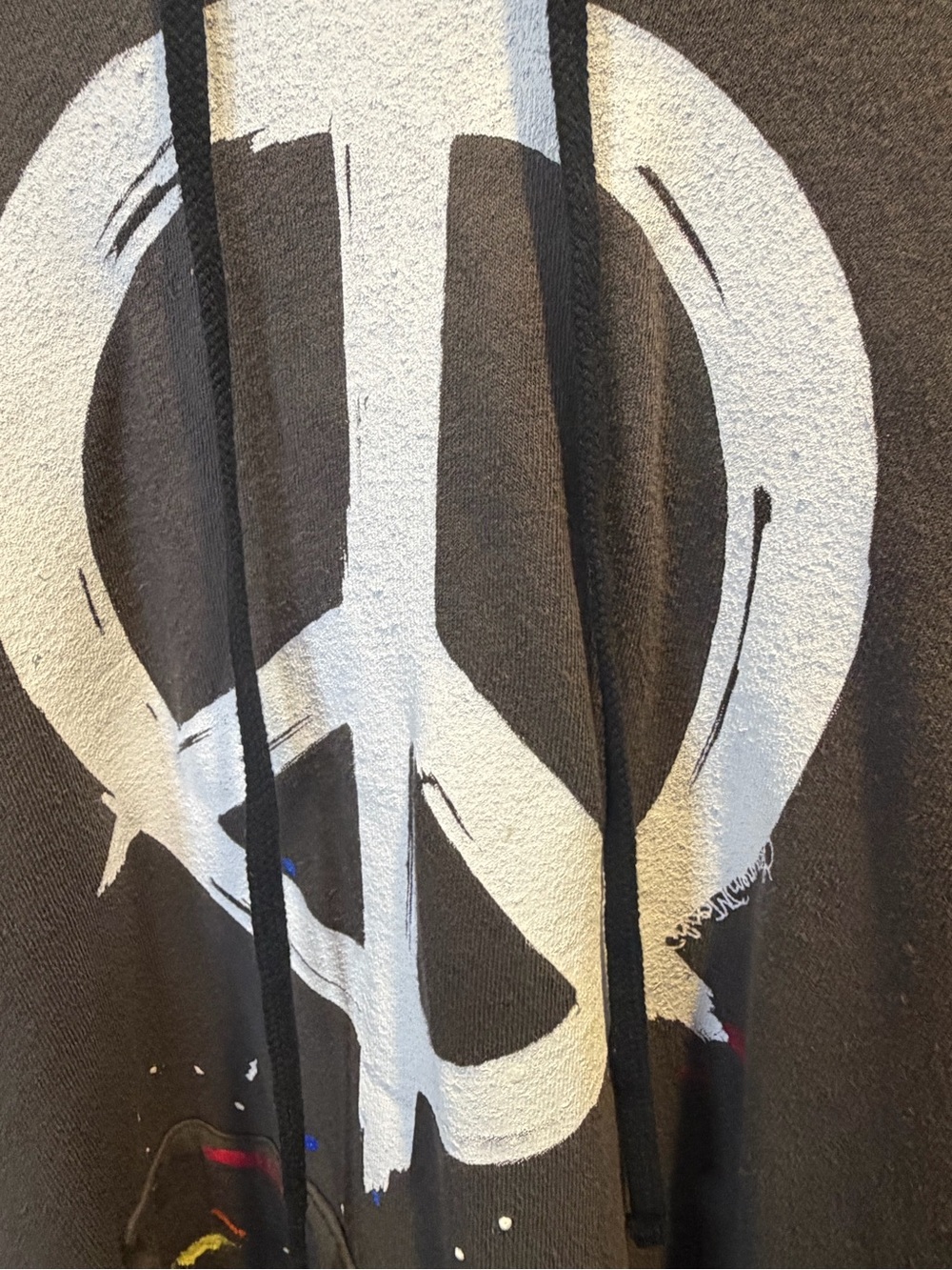 Lauren Moshi Desire Brush Charcoal Peace Sign Paint-Splash Hoodie Dress - Picture 7 of 11